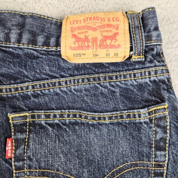 Levi's 505 Jeans Boys Size 10 Husky Dark Wash Regular Fit Straight Blue Denim - Picture 9 of 9